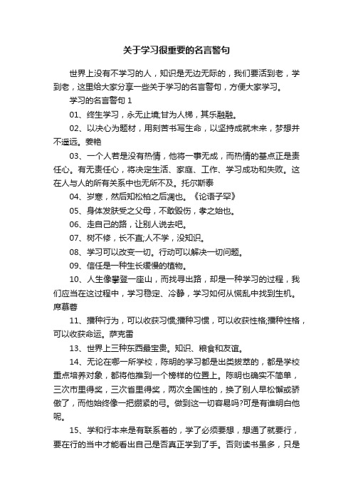 关于学习很重要的名言警句