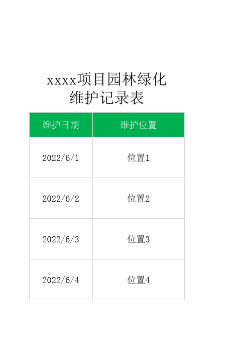 绿化维护记录表模板