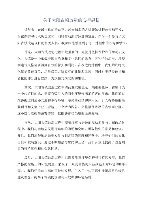 关于大阳古镇改造的心得感悟