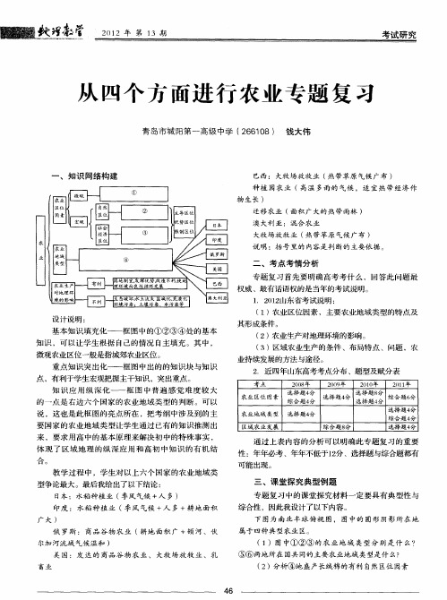 从四个方面进行农业专题复习