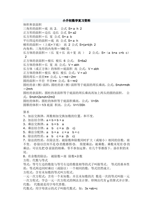 小升初数学、语文复习总资料