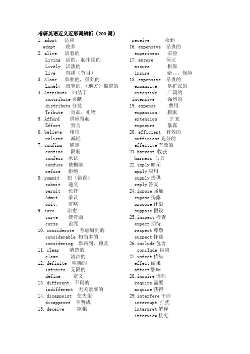 考研英语近义近形词辨析(高频核心200组)