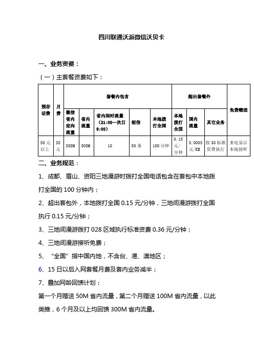 四川联通沃派微信沃贝卡