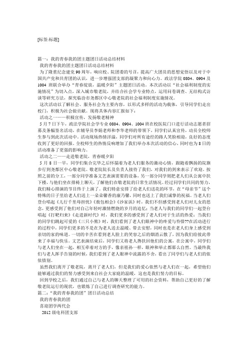 我的青春我的团主题团日活动总结材料