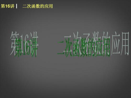 2014届中考数学第一轮基础复习 第16讲 二次函数的应用课件