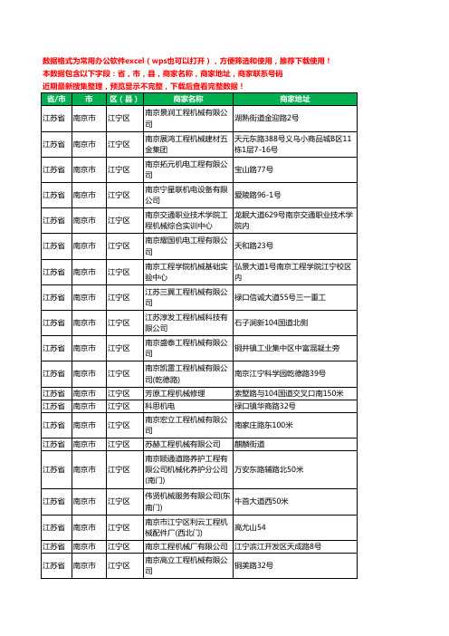 2020新版江苏省南京市江宁区建筑机械工商企业公司商家名录名单黄页联系电话号码地址大全76家