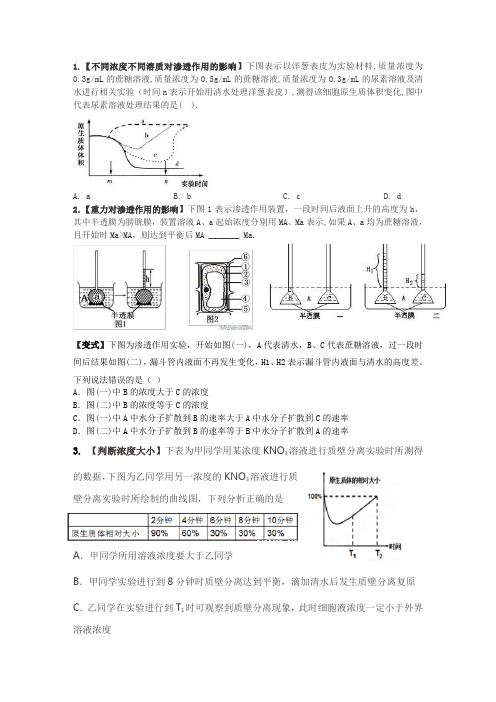 【高中生物】跨膜运输的实例(渗透作用)典型例题