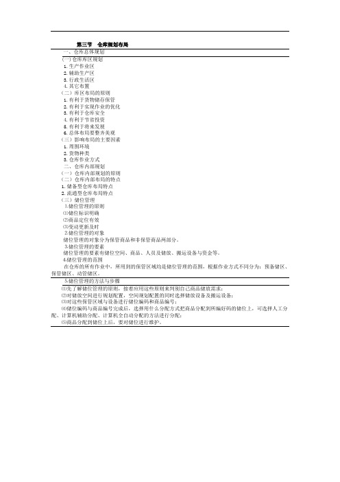 最新仓储管理教案：3.3仓库规划布局