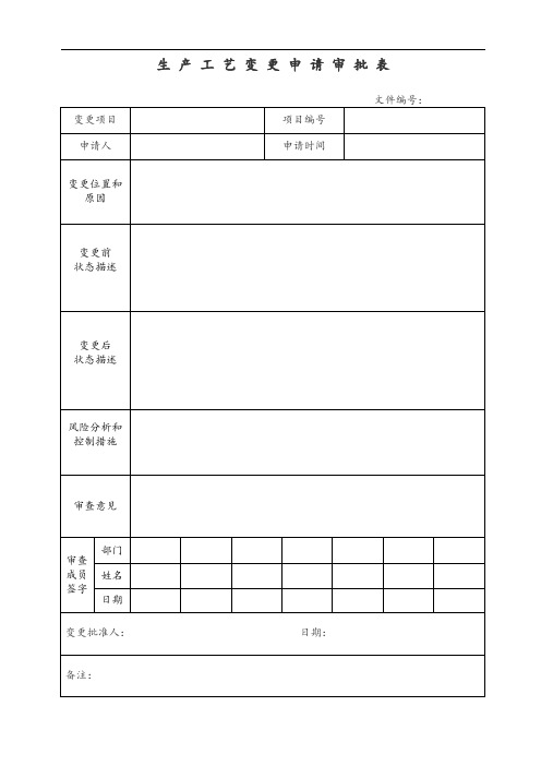 化工工艺变更申请审批表和验证表