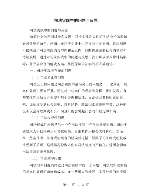 司法实践中的问题与反思