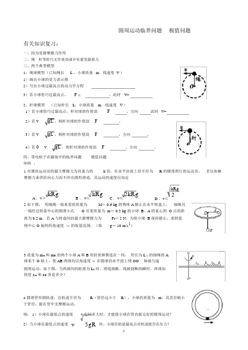 圆周运动临界问题极值问题