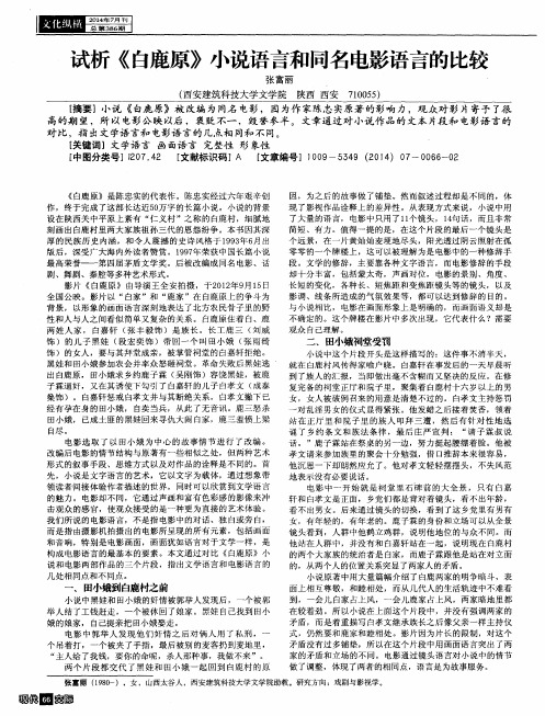 试析《白鹿原》小说语言和同名电影语言的比较