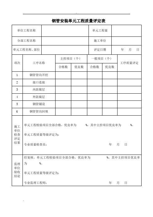 钢管安装评定三检表