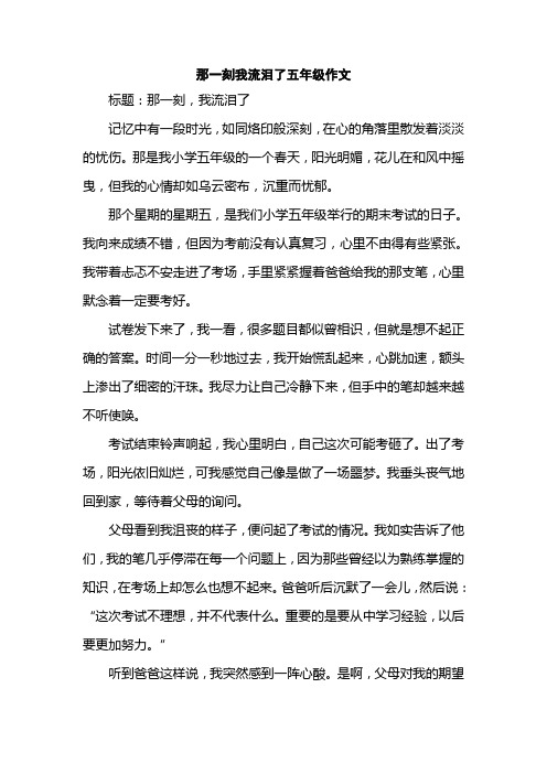 那一刻我流泪了五年级作文