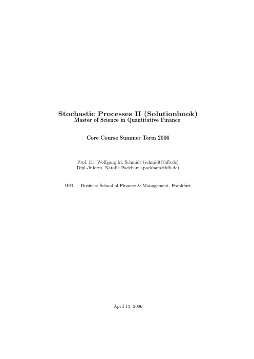 Stochastic Processes SolutionbookII  随机过程习题解答