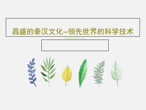 昌盛的秦汉文化--领先世界的科学技术20页PPT