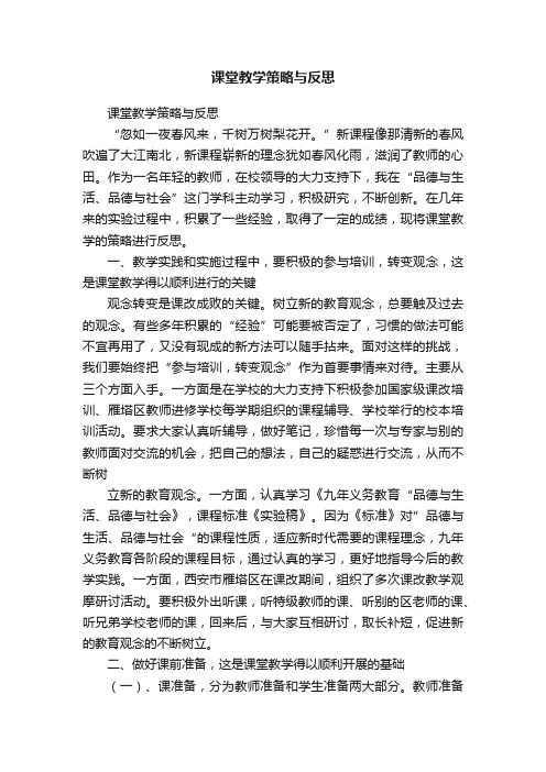 课堂教学策略与反思