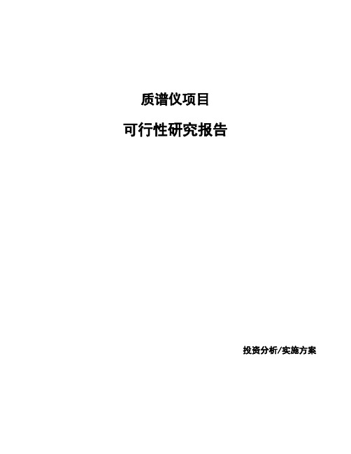 质谱仪项目可行性研究报告