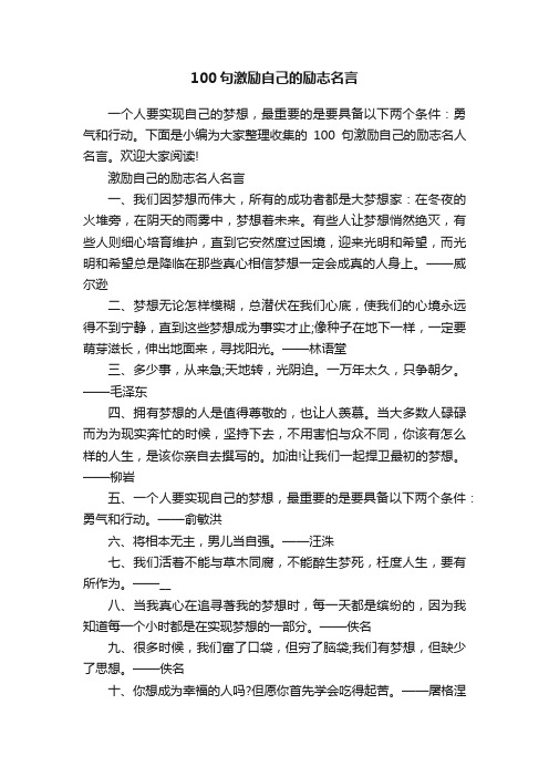 100句激励自己的励志名言