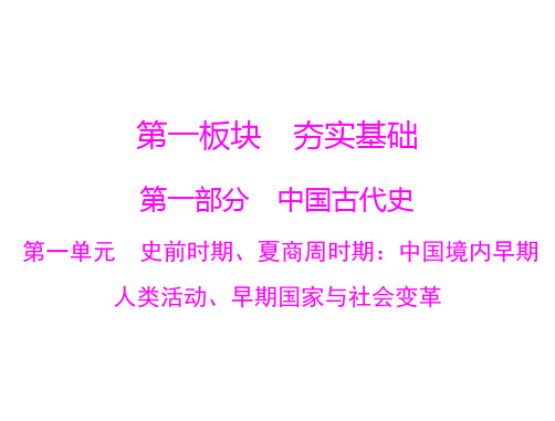 第一单元 史前时期、夏商周时期：中国境内早期人类活动、早期国家与社会变革-广东2020届中考历史 夯