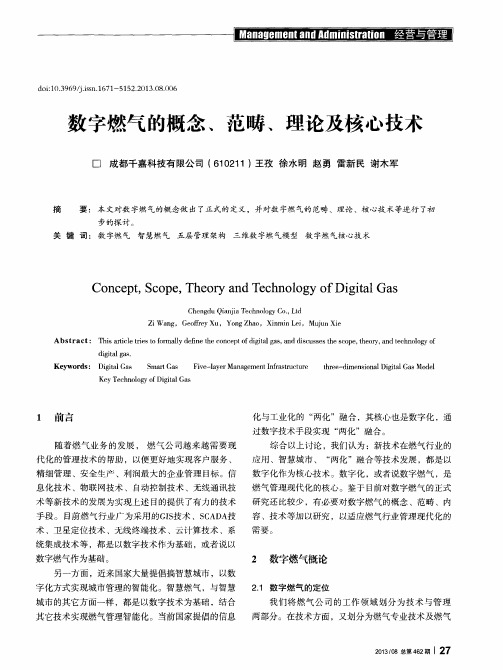 数字燃气的概念、范畴、理论及核心技术