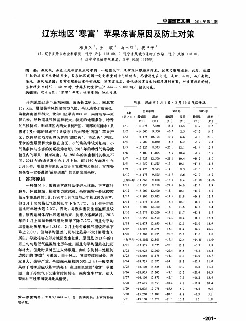 辽东地区‘寒富’苹果冻害原因及防止对策