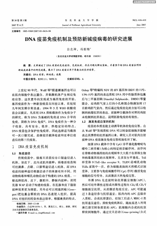 DNA疫苗免疫机制及预防新城疫病毒的研究进展