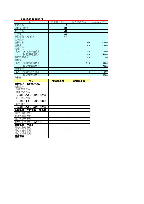 变动成本计算模型