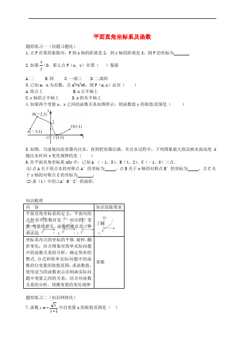 山西省阳泉市2016年中考数学一轮复习 专题11 平面直角坐标系及函数