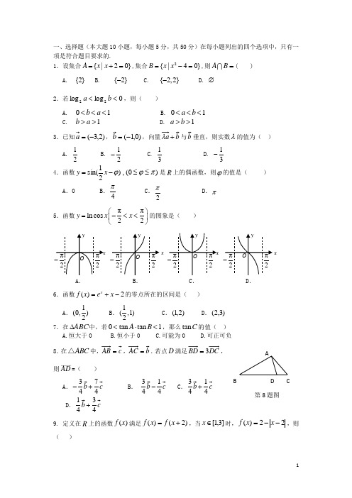 广东省汕头市金山中学高一数学上学期期末试题新人教A版