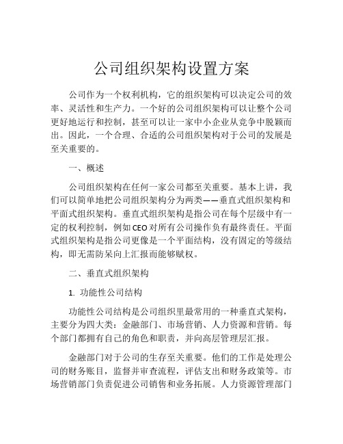 公司组织架构设置方案