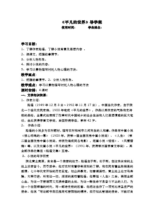 《平凡的世界》导学案--