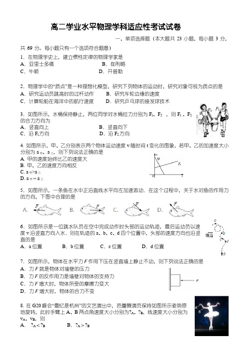 高二物理学业水平测试卷