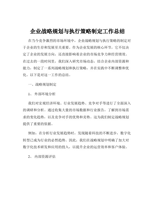 企业战略规划与执行策略制定工作总结