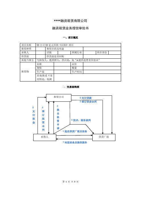 融资租赁业务授信审批书 -pdf