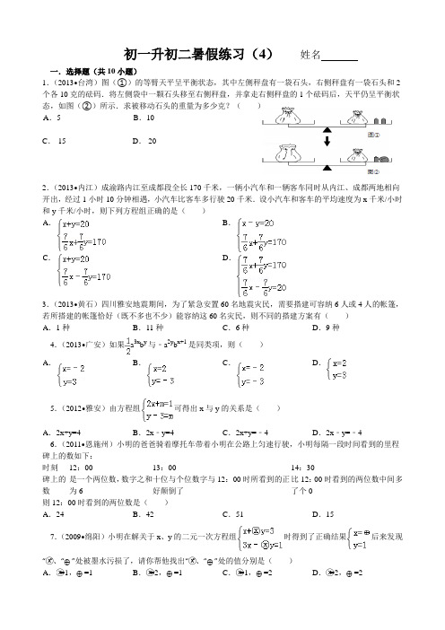 初一升初二暑假练习(含解析)