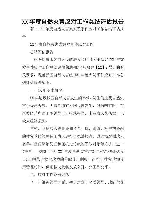 XX年度自然灾害应对工作总结评估报告