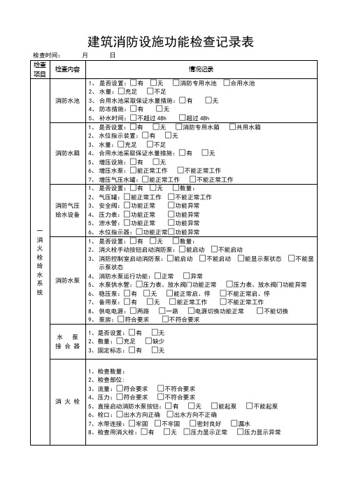 消防日常检查表格