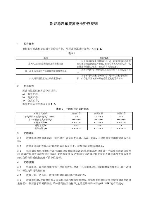 新能源汽车废蓄电池贮存规则