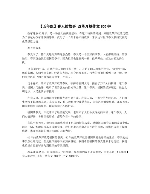 【五年级】春天的故事 改革开放作文800字