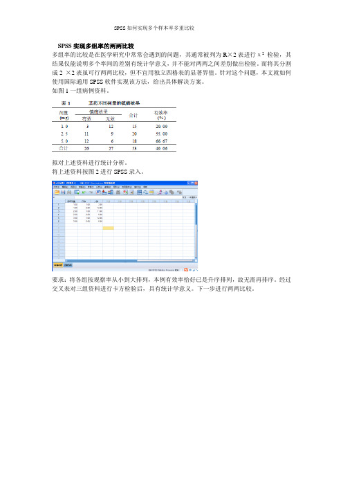 SPSS如何实现多个样本率多重比较