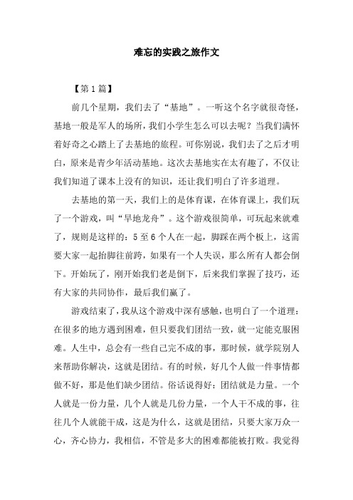 难忘的实践之旅作文