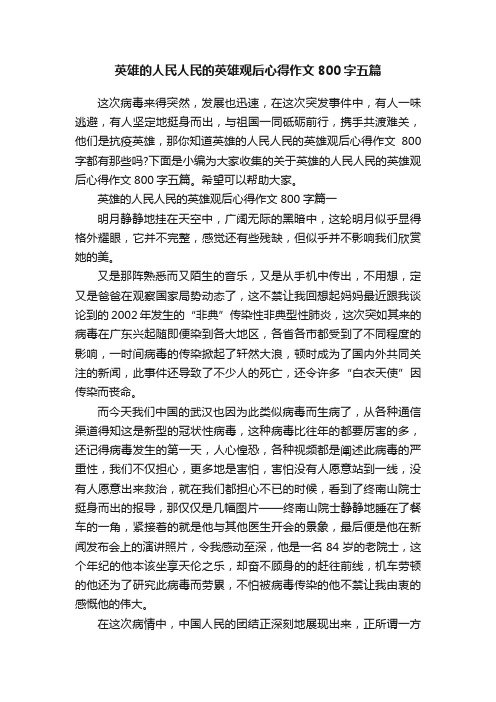 英雄的人民人民的英雄观后心得作文800字五篇