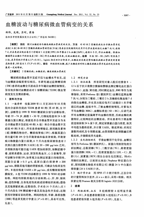 血糖波动与糖尿病微血管病变的关系