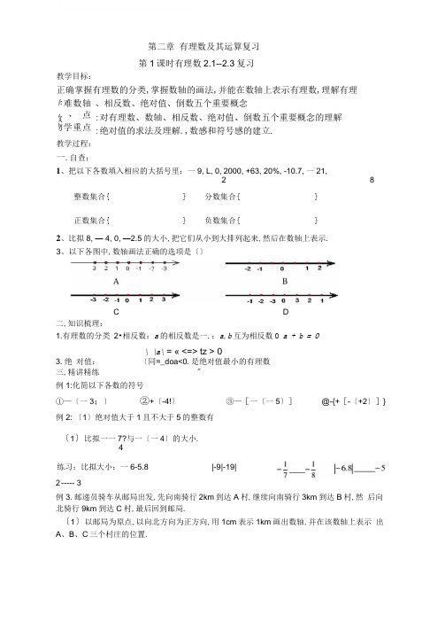 北师大版数学七年级上册第二章《有理数及其运算》复习教案