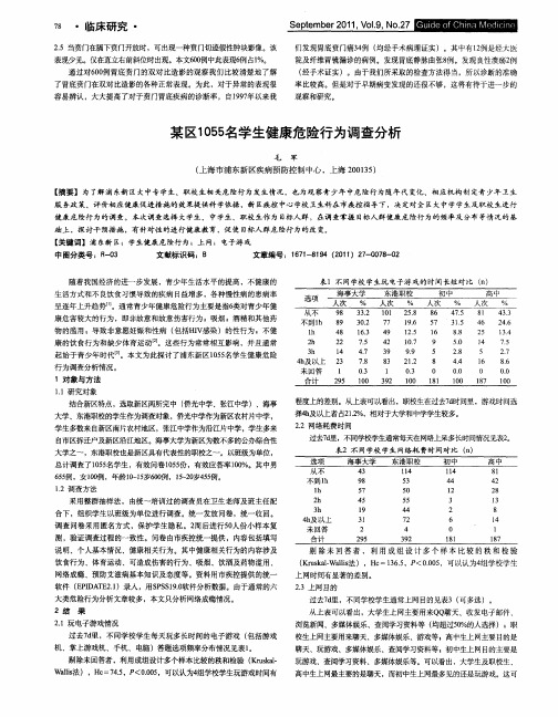 某区1055名学生健康危险行为调查分析