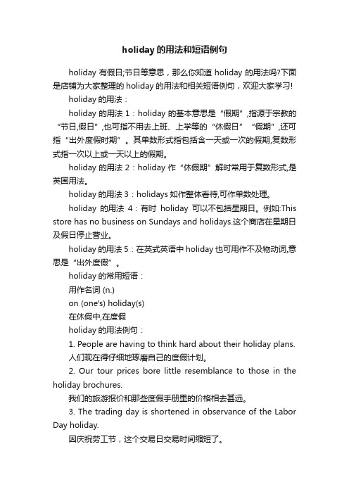 holiday的用法和短语例句