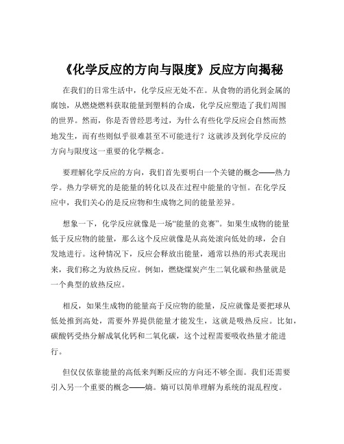 《化学反应的方向与限度》反应方向揭秘