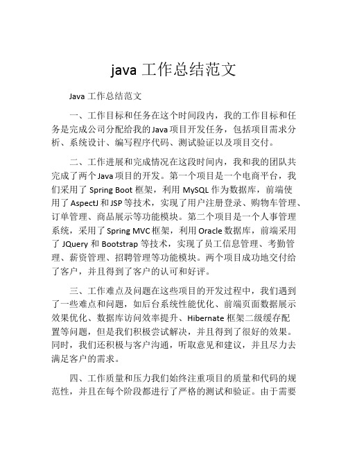 java工作总结范文