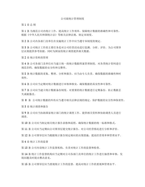 公司级统计管理制度